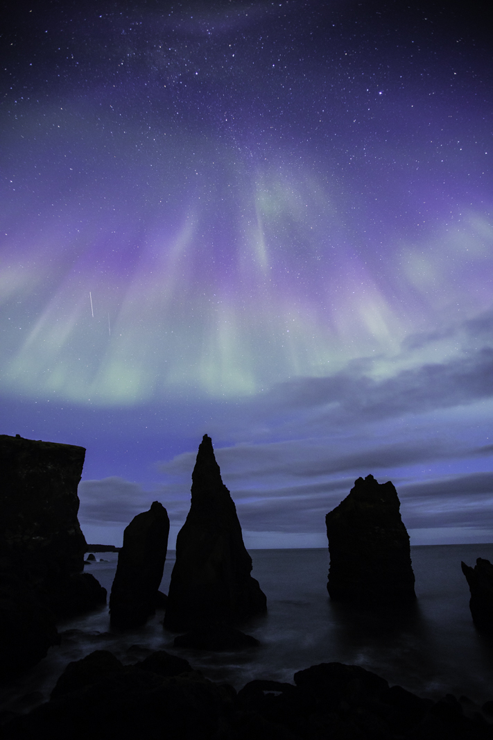 northern lights of different colors in iceland