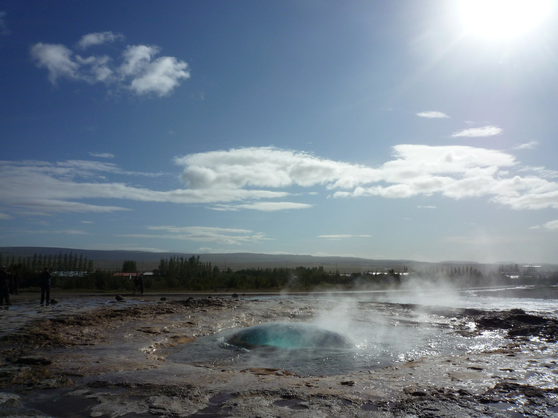 Strokkur starting to erupt