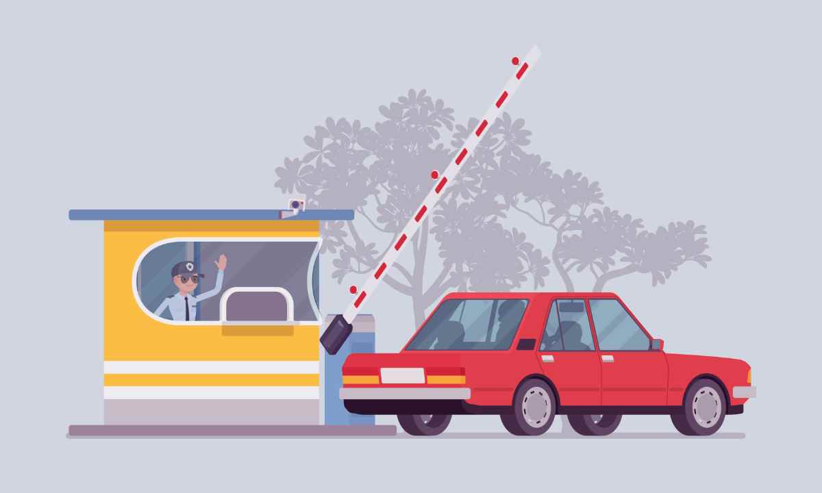 Illustration of a classic toll booth, contrasting with Iceland’s mostly toll-free road system.