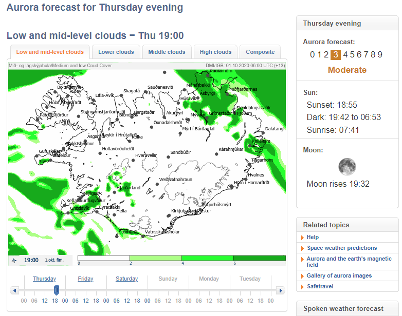 Aurora forecast Vedur.is